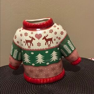 Festive Sweater Vase - Red, Green, and Cream